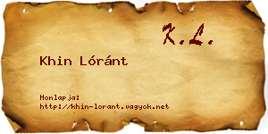 Khin Lóránt névjegykártya