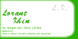 lorant khin business card